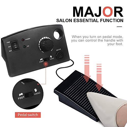30,000rpm Professional Nail Drill Machine for Acrylic Nail Kit, Light Acrylic Electric Nail File Kits for Remove Nail Gel Polish, Nail Drills for Acrylic Nails Design for Home Salon (Black)