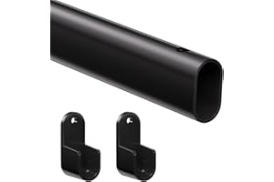 Oval Closet Rod for Hanging Clothes – Adjustable 18 to 87 Inch Expandable Heavy Duty Wardrobe Rod, Black Closet Rods for Laun