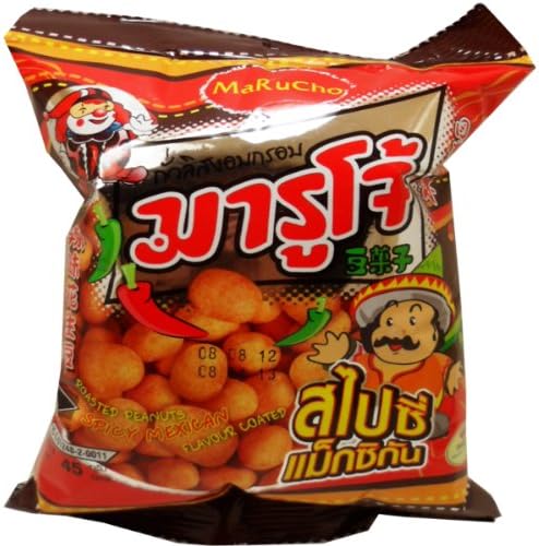 Marucho Roasted Peanuts with Spicy Mexican Flavour Coated Snack Net Wt 45 G (1.58 Oz) X 4 Bags