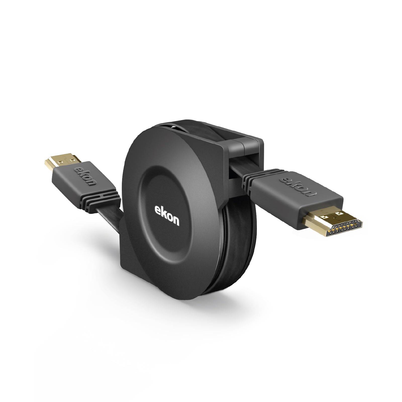Ekon cavo HDMI retraibile 1.4, retrattile, maschio maschio, 1 metro, risoluzione Ultra HD, connettori dorati, antipiega, per TV, proiettori, laptop, PC, MacBook, PlayStation, Nintendo Switch