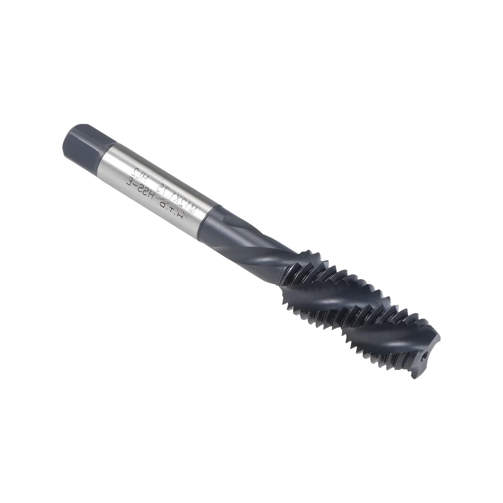 Boxonly Spiral Flute Thread Tap M12 x 1.75mm, for Processing Blind Holes and Sticky Materials, HSS Nitriding Coated, H2 Tolerance, Metric Machine Threading Tap Screw Thread Tapping Tool, 1pcs