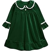MYGBCPJS Toddler Baby Girl Christmas Dress Little Kids Velvet Warm Long Sleeve Ruffle Princess Skirt Pajamas Sleepwear
