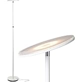 Brightech Sky LED Floor lamp, Torchiere Super Bright Floor Lamp for Living Room Decor & Office - Dimmable, Tall Standing Lamp with Warm Light for Bedroom & Reading - White