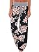 US-straight Women's Floral Print Comfy Stretch Drawstring Palazzo Wide Leg Lounge Pants (M, 0486-Black)
