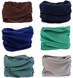 SmilerSmile 6pcs Assorted Seamless Outdoor Sport Bandanna Headwrap Scarf Wrap, 12 in 1 High Elastic Magic Headband & Collars Muffler Scarf Face Mask with UV Resistance