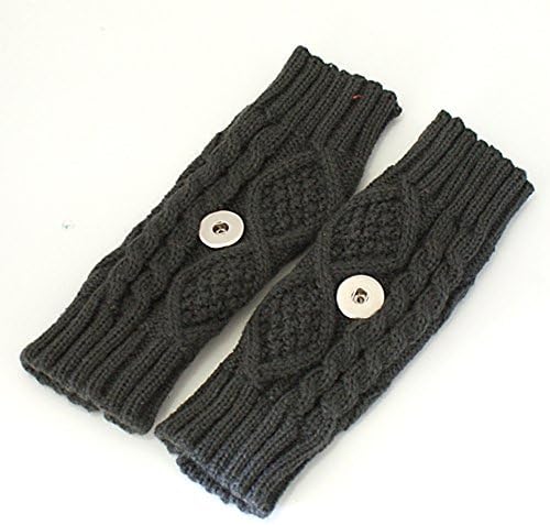 Simply Poppies 8" Knitted Cable Snap Charm Fingerless Gloves (Smoky Gray)
