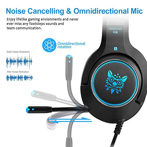 WILLNORN for Xbox One Headset PS4 Headset with Mic, Gaming Headset for Xbox One,Playstation 4,PC,PS3 Noise Cancelling Over Ear Headphones with Microphone, LED Light, Soft Memory Earmuffs