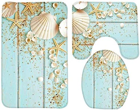 GMYANMTD 3 pcs Bathroom Mat Imitation Wooden Pattern design Toilet Mat Flannel Floor carpet Creative Bath Rug Sets Three Sets of Bath Mat