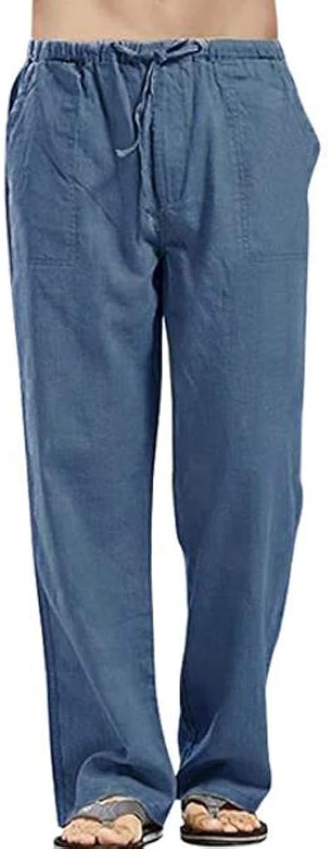 Pantalones De Lino Y Algodón Para Hombre – Ligeros, Sueltos, Con Cintura Elástica Y Cordón – Ideales Para Verano, Playa O Looks Casuales Y Minimalistas