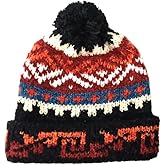 TINKUY Peru Alpaca Wool Winter Beanie, Handmade Bobble Hat, Unisex, One Size