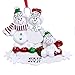 Personalized Family of 3 Snowman on Sled Christmas Ornament 2021