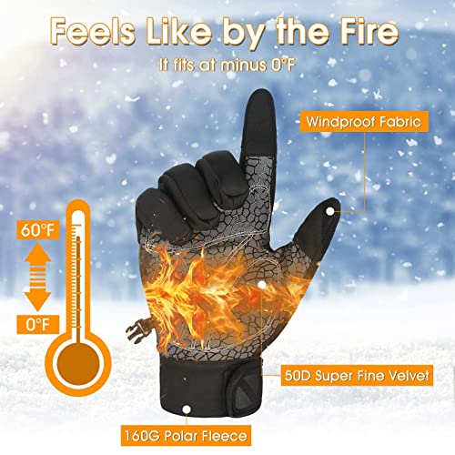 Winter Gloves Thermal for Men Women,Windproof & Touch Screen Mittens, Anti-Slip Full Finger Warm Gloves for Motorcycling Hiking Driving Running Cycling Stocking Stuffers