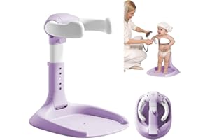 BONBAY Baby Shower Stand, Baby Bath Support, Shower Standing Support with Adjustable Height and Armrest, Bath Stand with Anti-Skip and Shower Head Holder, Bath Essentials for Infants