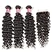Nadula Brazilian Deep Wave 3 Bundles With Closure 8A 100% Unprocessed Brazilian Remy Virgin Human Hair Bundles Weave Natural Color (12 with 14+16+18)