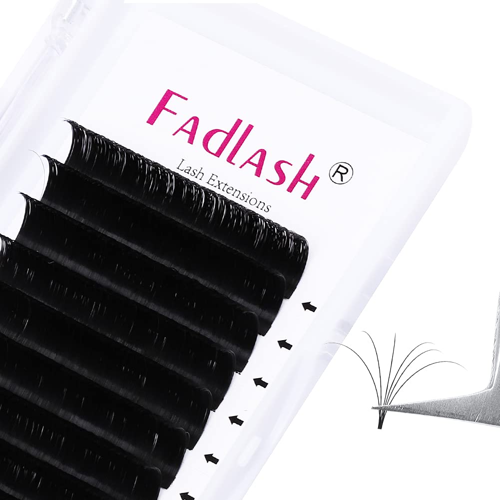 Fadlash Easy Fan Lashes D Curl 0.07 11-12-13mm Mixed Tray Russian Lashes Natural Look Self Fanning Eye Lashes Automatic Blooming Russian Eyelashes Extensions