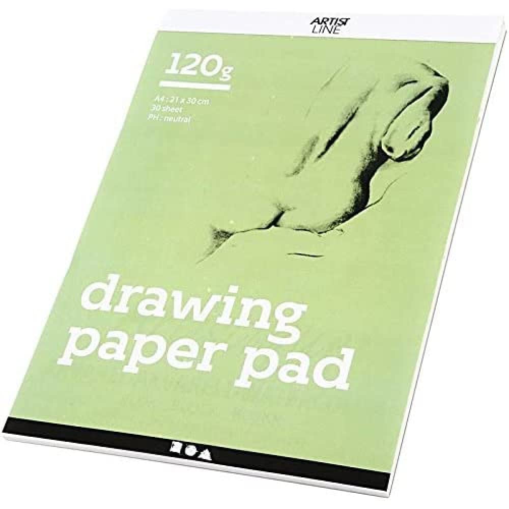 Drawing Paper Pad, A4 21x30 cm, 120 g, white, 30sheets