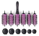 Xcellent Global Brush Set with Detachable Barrels Round Styling Tool, 6 Barrels 1 Handle, Small Medium Large BT023