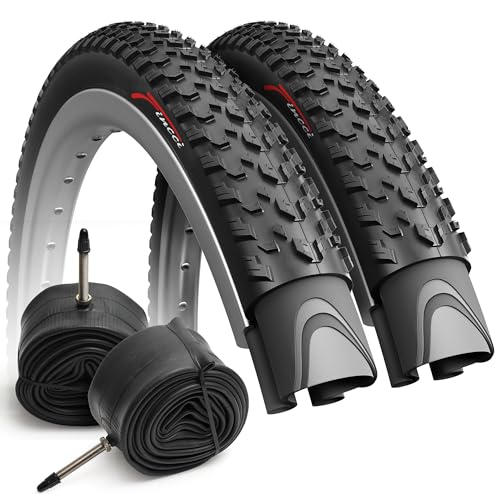 Fincci MTB Tyre 27.5 – Folding Tyre Set 27.5 x 2.10 Inches 54-584 with 2 Presta Chambers, Oncamp Tyres for Road Bike, Mountain Bike, and Bicycle, Pack of 2 Accessories