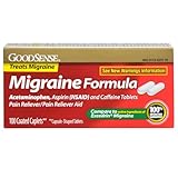 GoodSense Migraine Formula Caplets, Acetaminophen, Asprin (NSAID) and Caffeine Tablets, 100-count