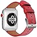 MARGE PLUS Compatible Apple Watch Band 38mm 40mm, Genuine Leather Watch Strap Replacement Band with Stainless Metal Buckle Compatible Apple Watch Series 4 Series 3, 2, 1 Sport and Edition, Red
