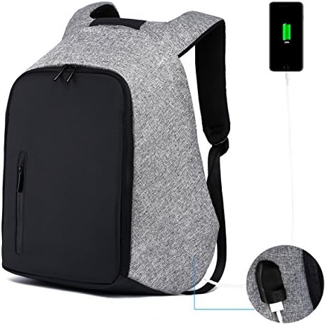 Anti-Theft Laptop Backpack Water Resistant College Backpack School Bag Business Bag with USB Charging Port for 15.6 Inch Laptop Notebook Travel Backpack (Grey 1)