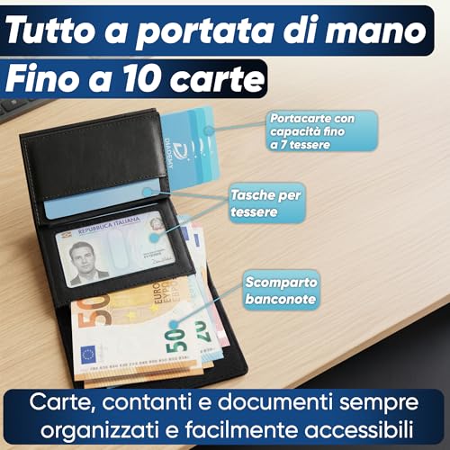 DIADEMY Men's Slim Wallet in Ultra High Quality Microfibre, Credit Card Holder for Men, Small but Large Size, RFID / NFC Card Holder, Coin Pocket, Magnetic Closure