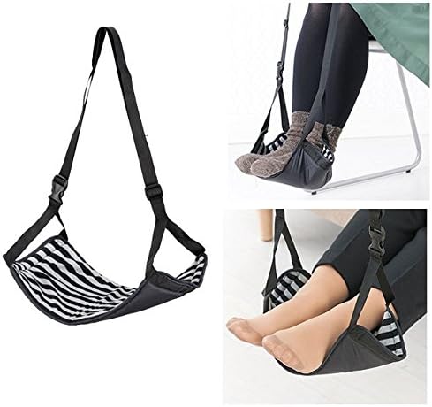 Leadrise Adjustable Mini Feet Hammock for Airplane&amp;Train&amp;Buses&amp;Office&amp;Home!(Black/White)