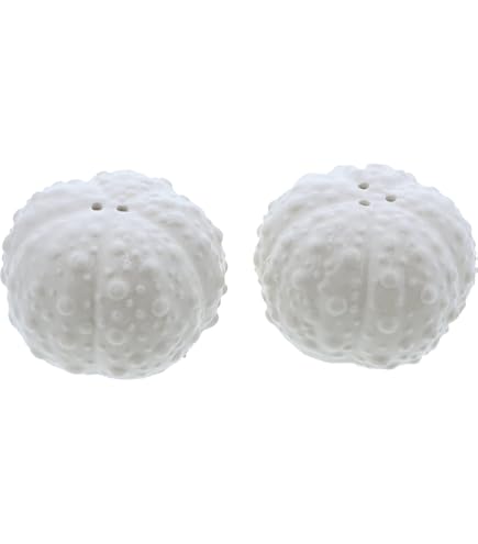 Mud Pie Oyster Salt & Pepper Shakers Set - Stoneware Shakers In Seagrass Basket