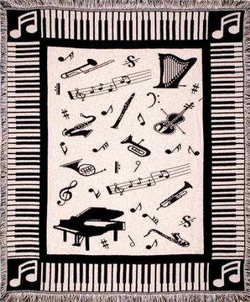 Music Notes Piano & Instruments Afghan Throw Blanket 50" X 60" 9 51Ucr1reH%2BL