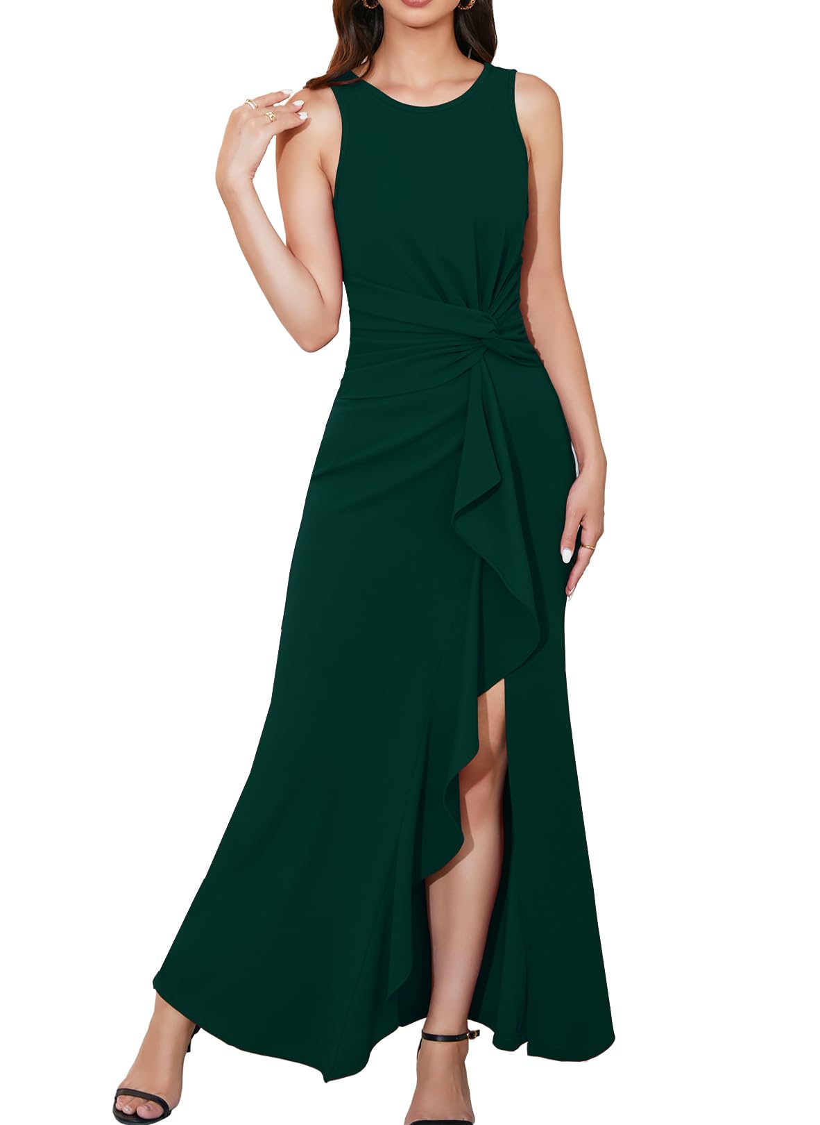 Photo 1 of Size M--OEZ Green Long Formal Dress for Women Gala Cocktail Elegant Party Gowns Evening Wedding Guest Prom Maxi Sleeveless