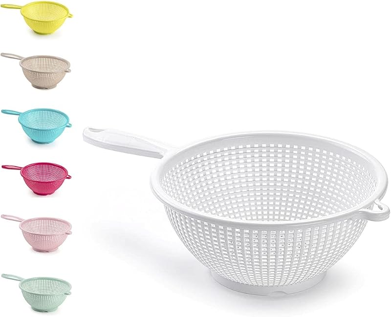 Plastific 24cm Plastic Colander with Handles White 4-Pack Collapsible