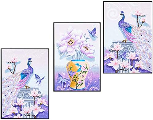 5D Diamond Painting kit 3D Full Drill Large DIY Paint with Diamonds Set Mosaic Peacock Flower Counted Embroidery Pictures Wall Sticker for Home Decoration 51.9’’ x 23.6’’