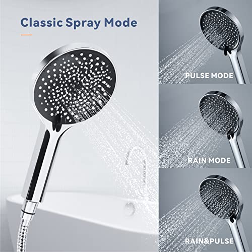 Baytion Stainless Steel Handheld Shower Head Set, 5.12in, 3 Spray Settings, Polished Chrome