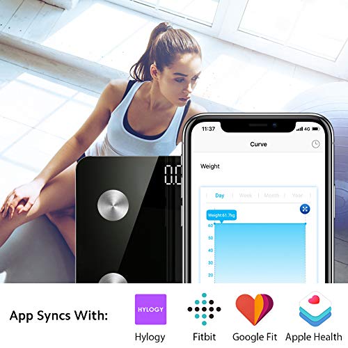 Bluetooth Body Mass Scale, HYLOGY Smart Wireless Digital Bathroom Fat Scale with iOS and Android App for Body Weight, Body Fat,Body Moisture Rate,Muscle Mass,BMI,BMR,Bone Mass and Visceral Fat - Thumbnail 2