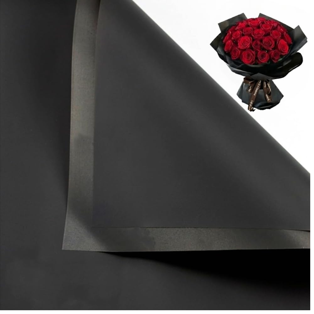 Korean Style Flower Wrapping Paper Floral Bouquet Gift Packaging Supplies Multi Colors 20 Counts (Black)