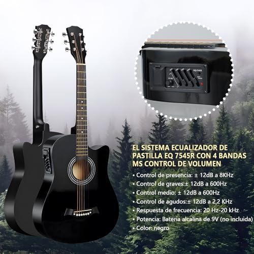 38 inch Electroacústica Guitarra Folk Para Diestros Regalos De Cumpleaños/Regalos De Navidad Con Equalizador, Afinadores, Correas,Cuerdas Para Instrumentos,Plumillas, Abrazadera Triangular Etc.