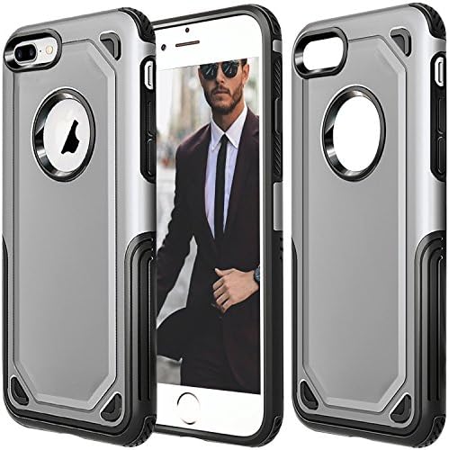 iPhone 8 Plus Case,iPhone 7 Plus Case,PAANTTO Heavy Duty Slim Hybrid Case Shockproof Shell Soft TPU Protective Hard PC Cover Best Case for iPhone 7 Plus/8 Plus (Gray)