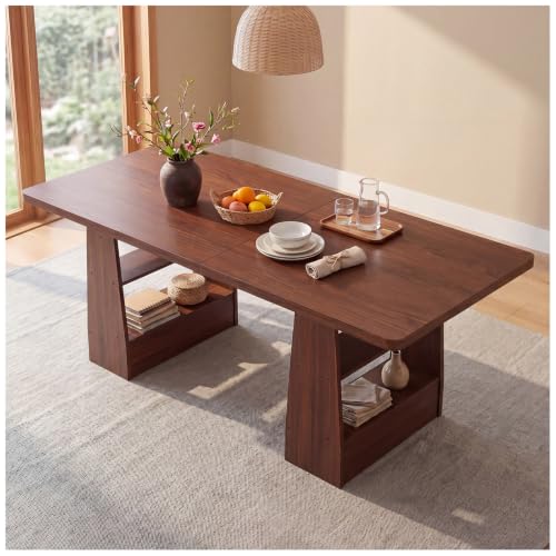 Simple Wisdom 160×80CM Comedor,Grande Mesa Comedor,Comedores Modernos,Estilo Industrial Mesa de Comedor,Patas de Alta Resistencia,para 6-8 Personas.(Nuez)