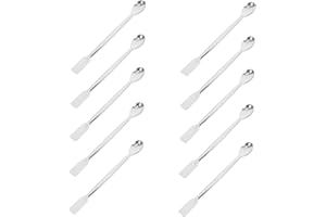 CATIEBYE 10pcs Stainless Steel Double-Ended Microsampling Spoon 16cm Flat End Lab Mixing and Measuring Spatula for Laboratory