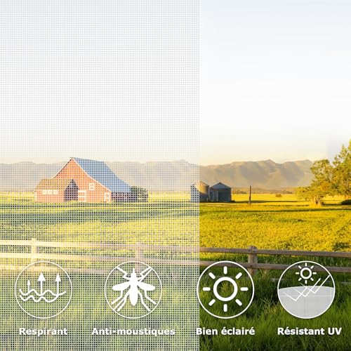 HOFUDON Upgraded Mosquito Net Window 150 x 500 cm, Fiberglass | Roll of Mosquito Net, Durable Fibre, Anti-Insect Netting, Adjustable, Easy to Install, for Doors, Windows, Garden – White