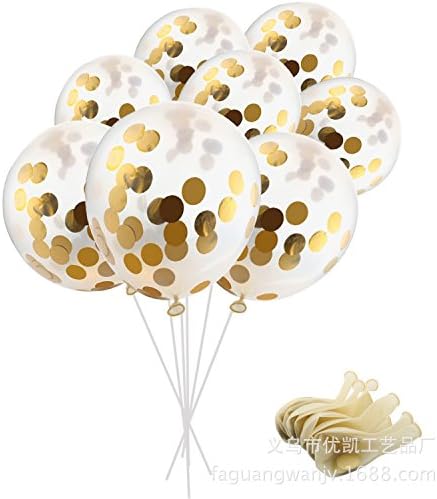 Goeous 10PCS Confetti Balloons Jumbo Latex Balloon Paper Balloons Crepe Paper Filled with Multicolor Confetti for Wedding Party Decor,Mixed Color, for Parties,Birthday,Festival, Christmas (gold)