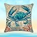 CARRIE HOME Nautical Decor Beach Throw Pillow Covers 18x18 Crab Octopus Seahorse Decor for Home Couch and Patio, Set of 4