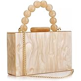 Acrylic Purses Evening Clutch Bag Marbling Handbags for Women Cross Body Bag with Pearl Chain Formal Wedding Prom Party