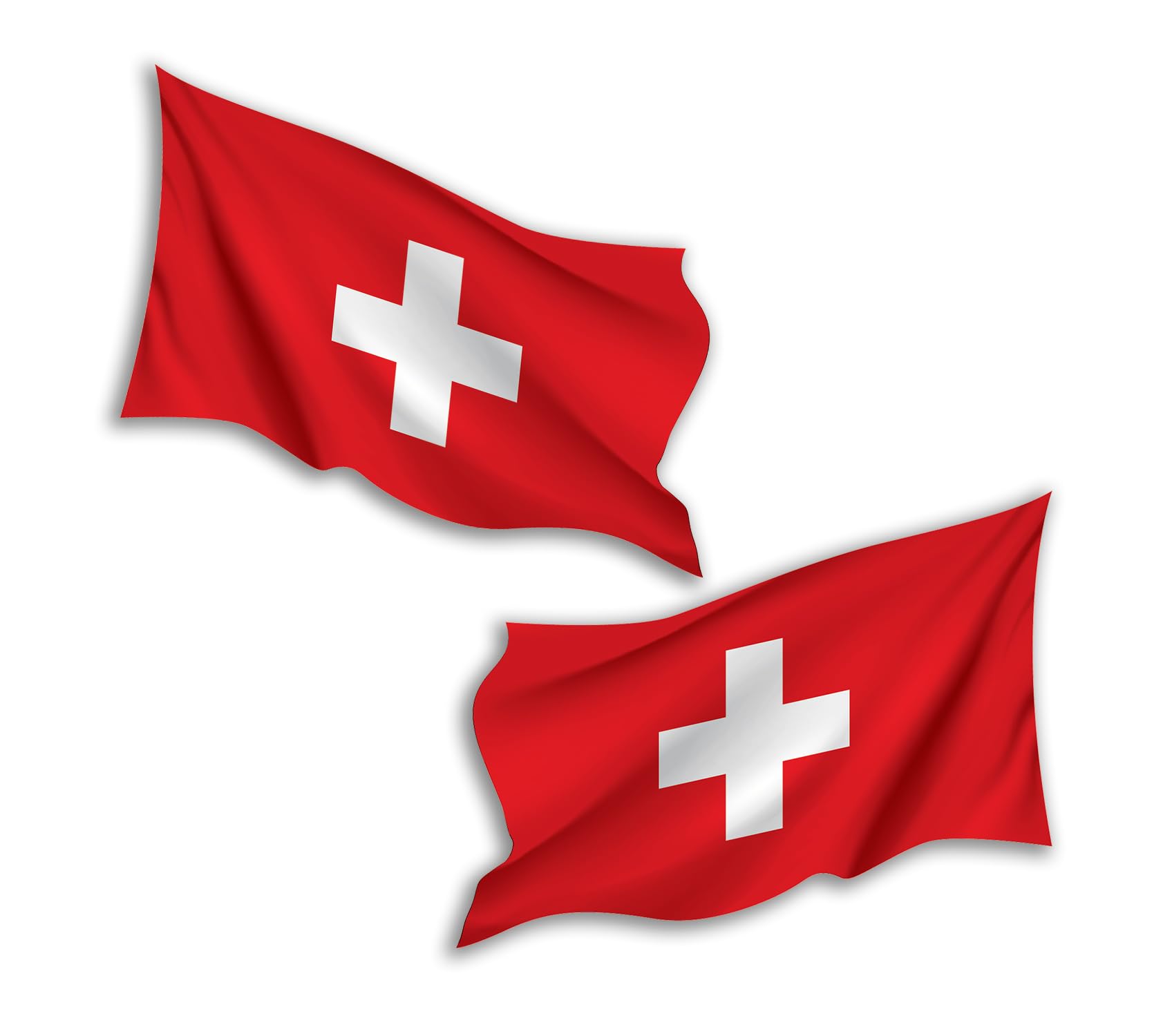 2 x 20cm Waving Switzerland Flag Vinyl Stickers - Swiss Travel Adventure World Country Location Decal Scrapbook Luggage Sticker #81789