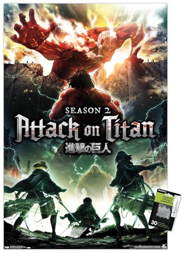 Attack on Titan - Season 2 Teaser One Sheet Wall Poster with Push Pins
