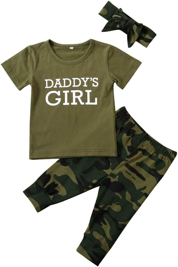 Infant Toddler Baby Girls Boys Camo Outfit Green Tops Tshirt+Camouflage Pants Clothes Set