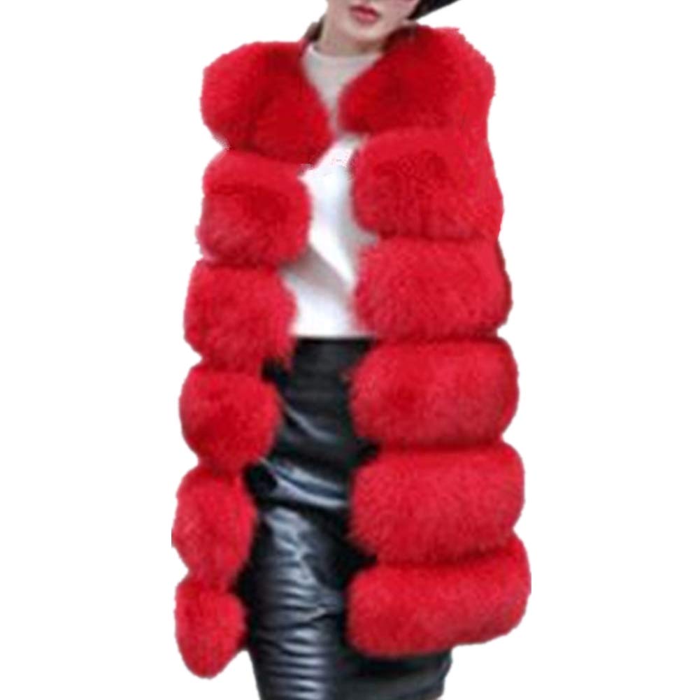 Lisa CollyWomen's Faux Fox Fur Coat Jacket Winter Sleeveless Faux Fur Vest Outwear