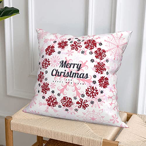 HELERKOL Set of 4 Pink Christmas Throw Pillow Covers 18x18 inch Snowflake Pillow Covers Winter Holiday Couch Sofa Cushion Covers Pillow Case