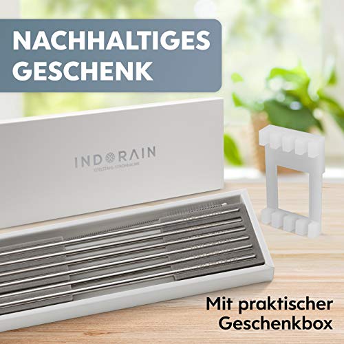 INDORAIN Edelstahl-Strohhalme (Silber, 6mm - lang) - Exklusives Set - 6 Wiederverwendbare Metall Trinkhalme… – Bild 5