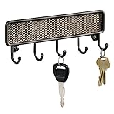 InterDesign Twillo Wall Mount Key Rack – Organizer Hooks for Entryway or Kitchen, Bronze